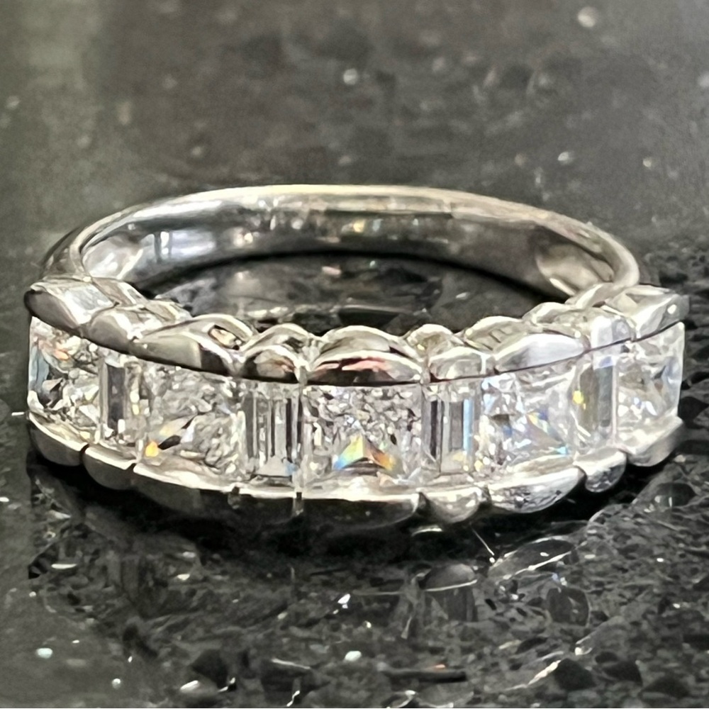 Victoria Wieck Silver Ring with Radiant Clear Gems